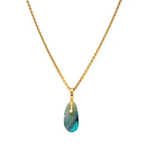 Opal, Diamond & Yellow Gold Pendant - "Sticks & Stones"