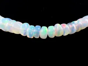 Opal Necklace - Genuine Opal Rondelle Bead Crystal Necklace from Ethiopia, 54058