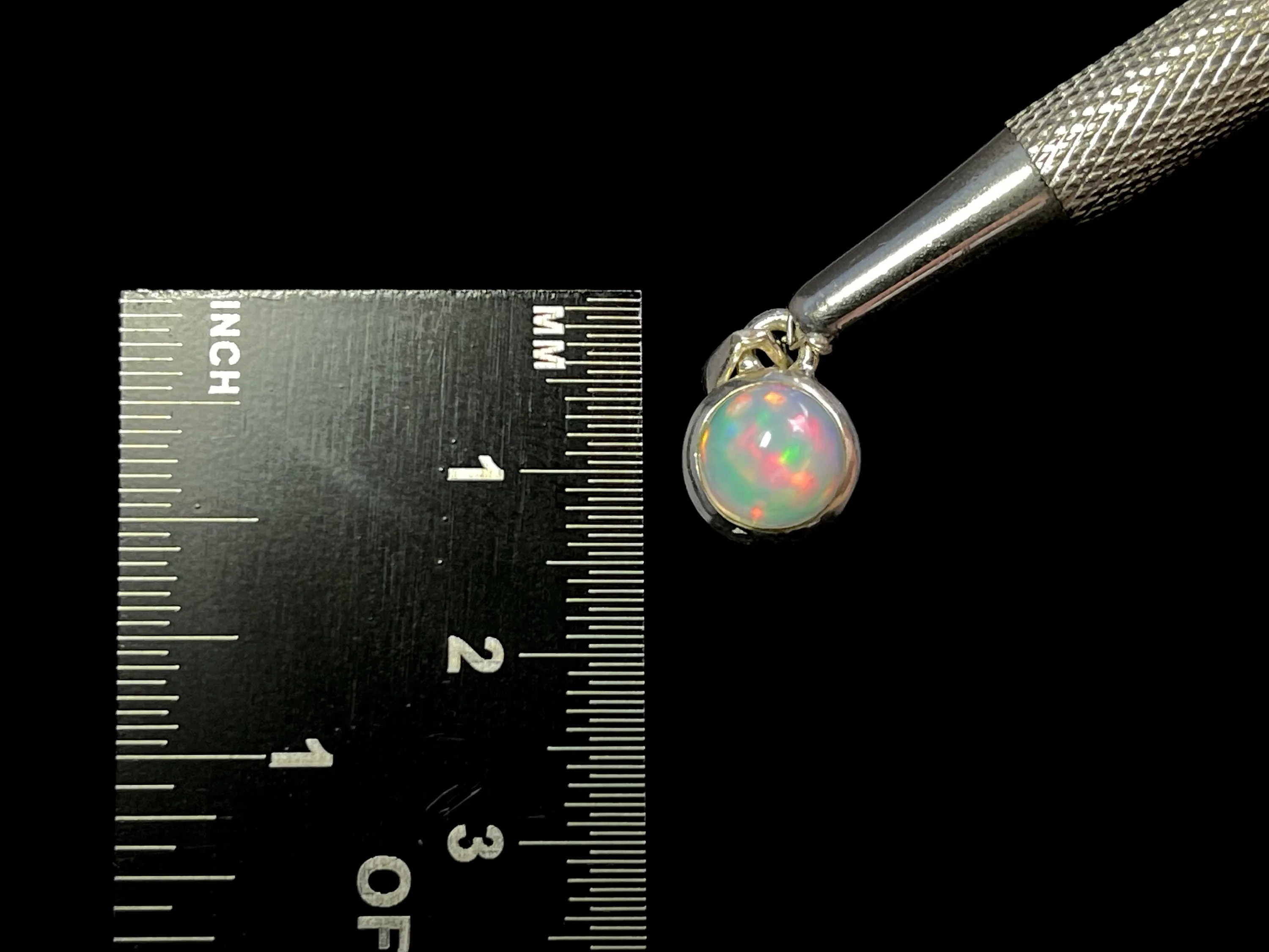 OPAL Pendant - Sterling Silver, 8mm Round Cabochon - Opal Necklace, Birthstone Necklace, Opal Jewelry, Welo Opal, 49105