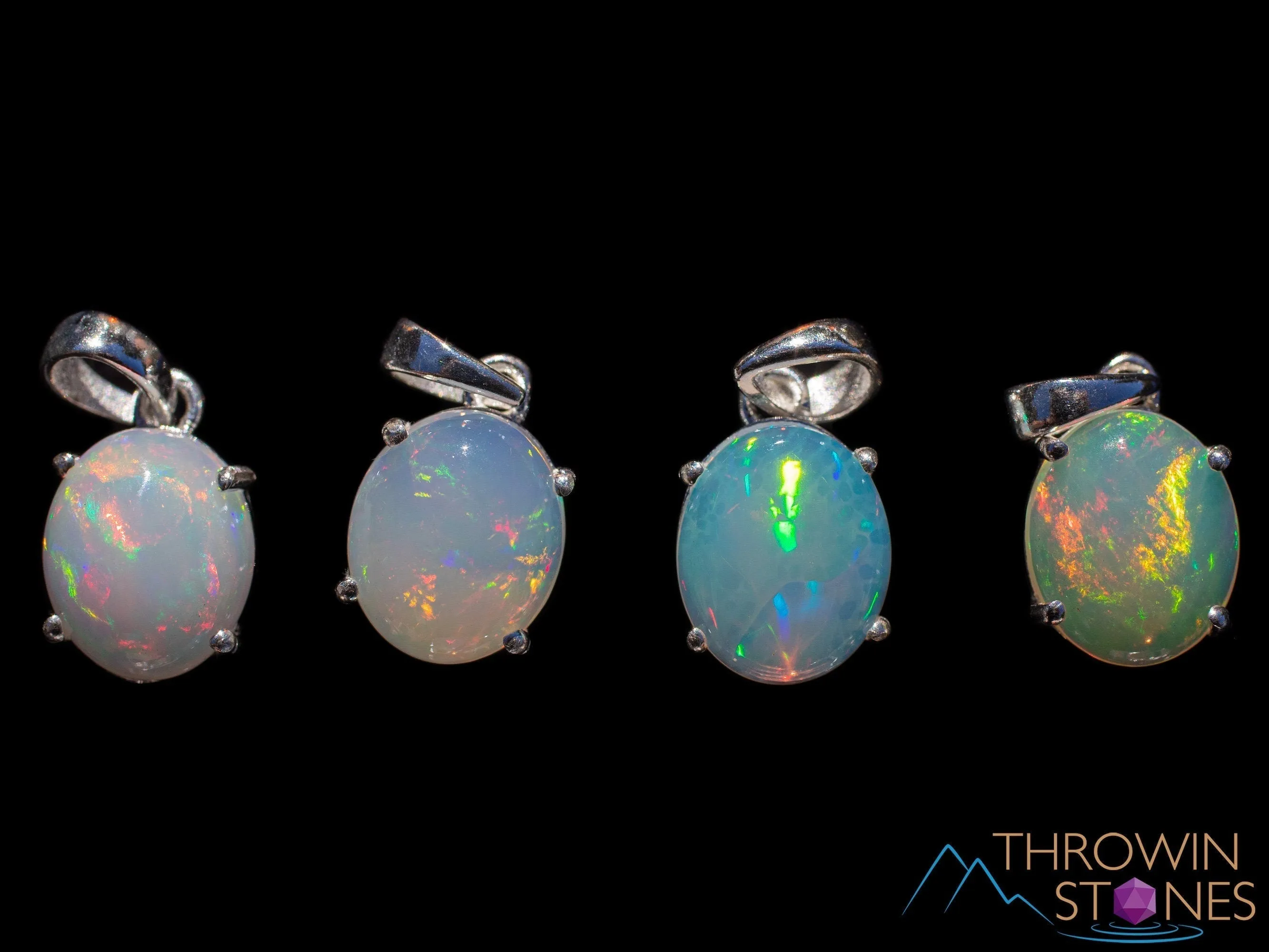 OPAL Pendant - Sterling Silver, Oval - Birthstone Jewelry, Opal Cabochon Necklace, Welo Opal, E1934