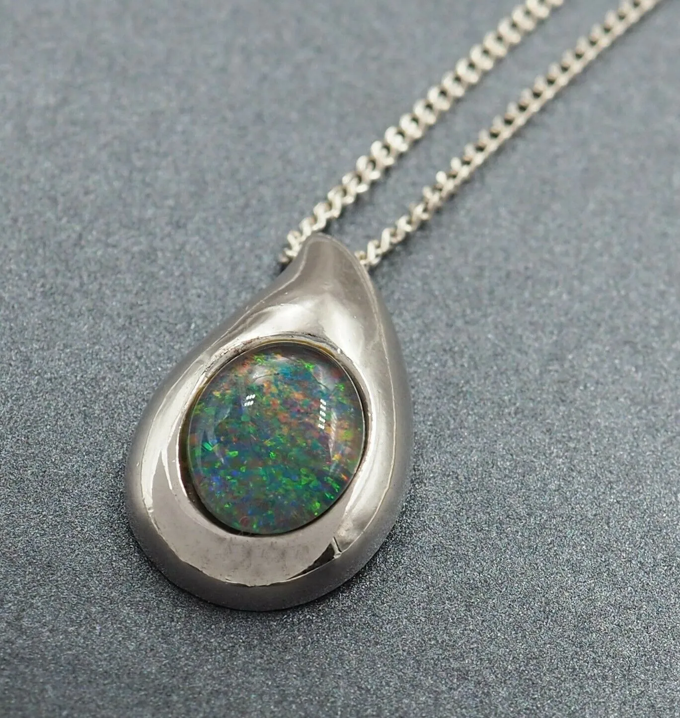 Opal Triplet Pendant with 925 Sterling Silver Framing & Chain Necklace