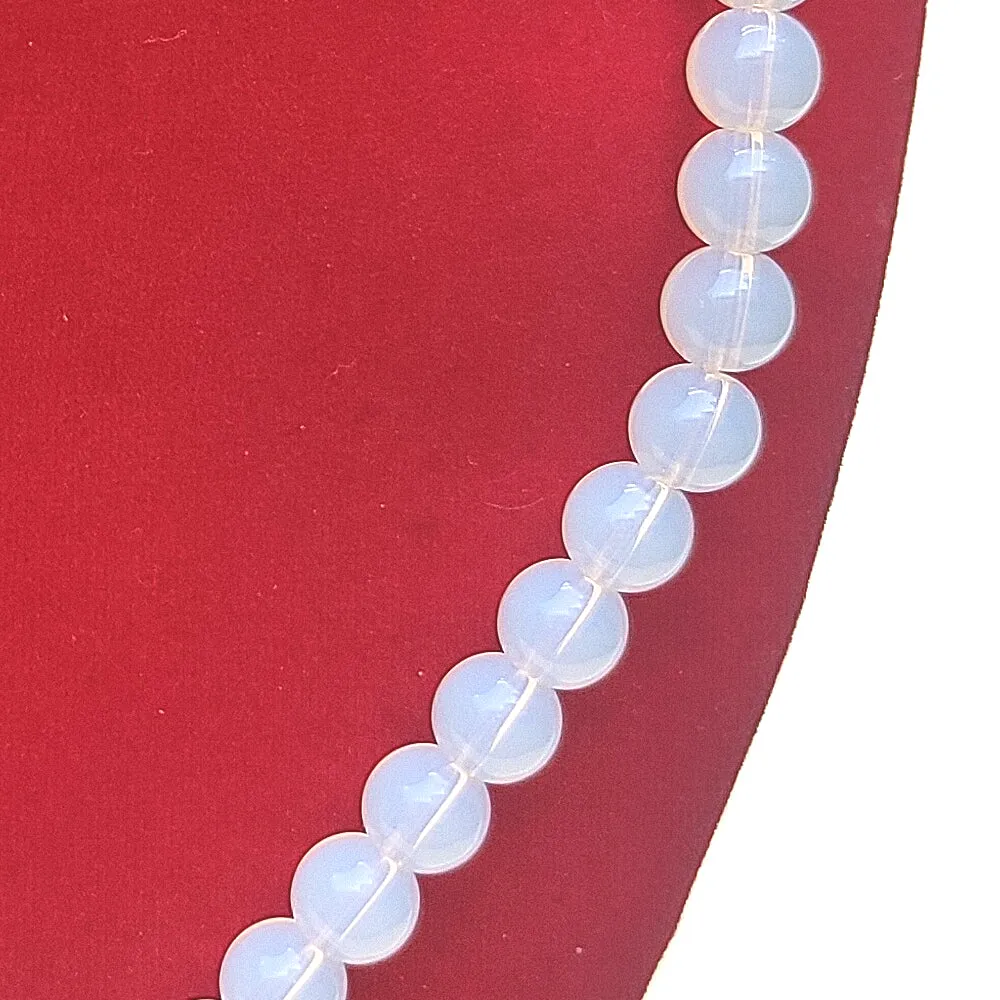 Opalite Crystal Round Beads Necklace - 15 Inches, 8mm Beads (Semi-Precious Mala)