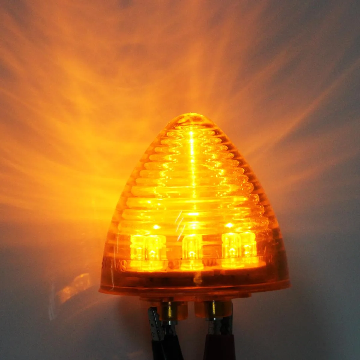 Partsam 10 Amber 2" Round Side Marker Light Beehive Cone Light 9 Diodes Sealed Multifunctional LED Beehive Light Truck Trailer Rear Tracking Light