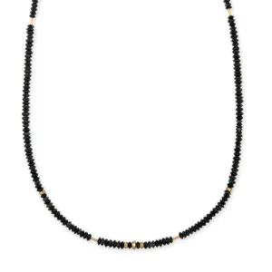 PAVE   GOLD AND BLACK JADE BEADED TOGGLE NECKLACE