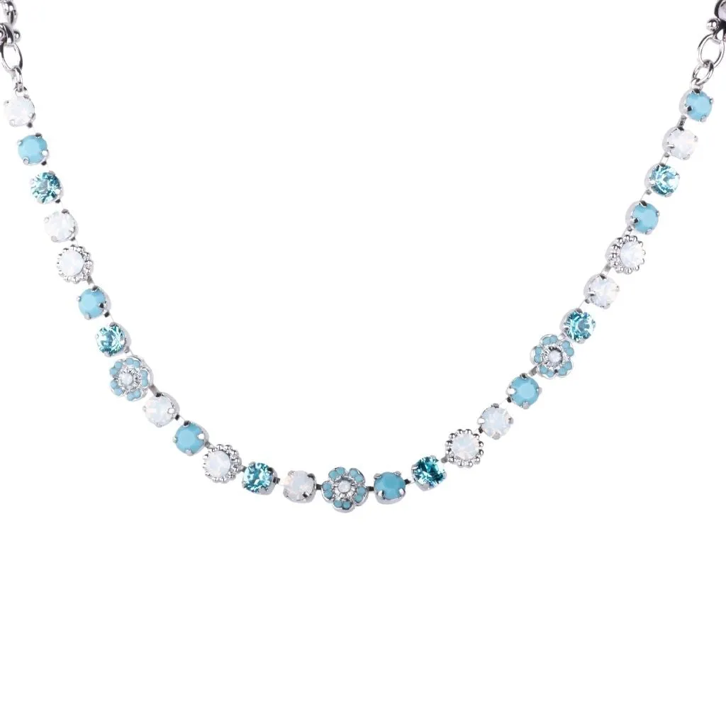 Petite Flower Cluster Necklace in "Aegean Coast" - Rhodium