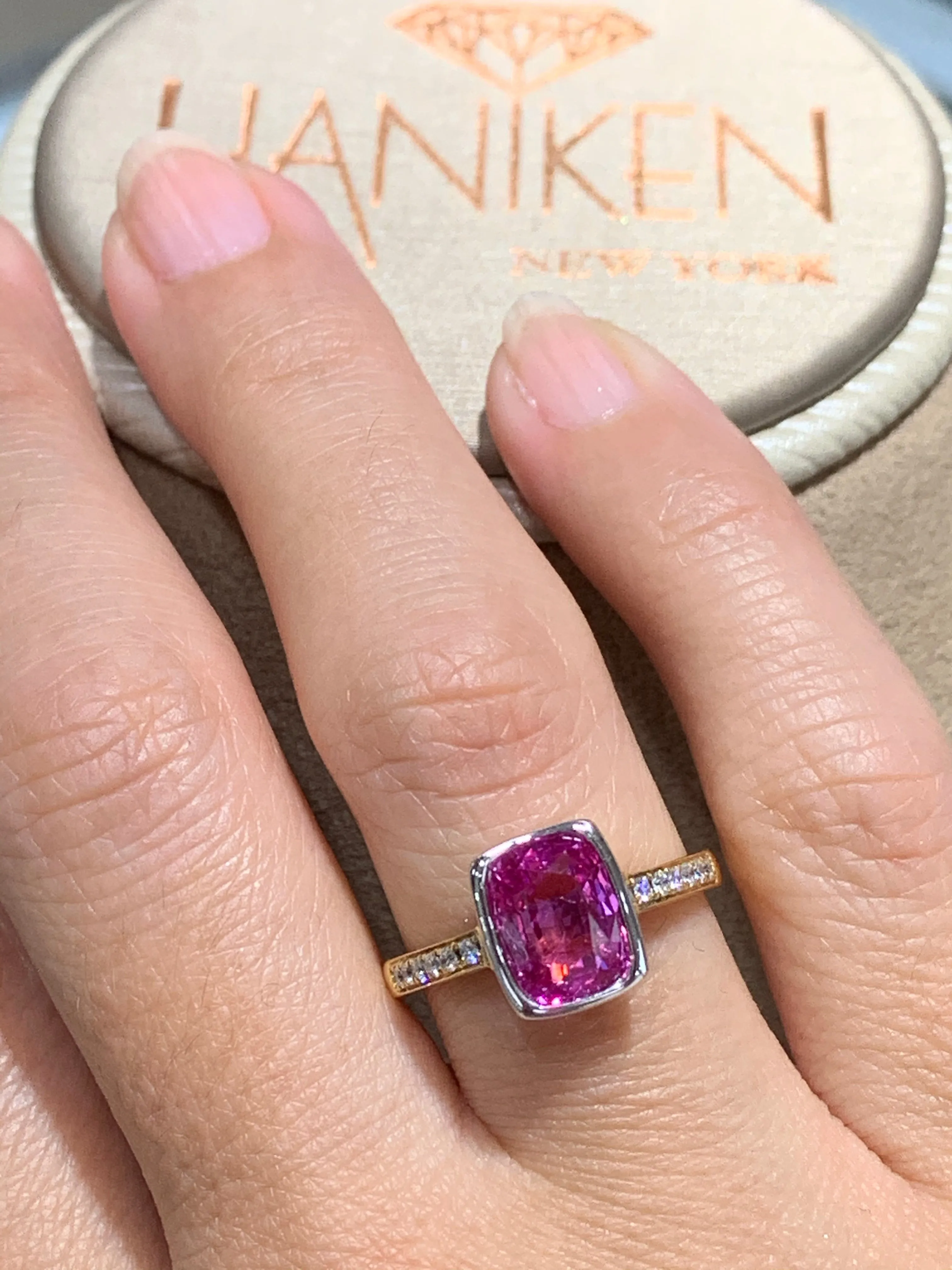 Pink Sapphire 2.84carat and Diamond Cocktail Ring