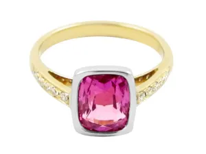 Pink Sapphire 2.84carat and Diamond Cocktail Ring