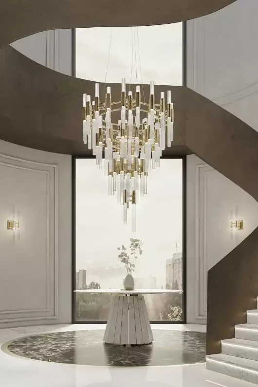 Post-modern Simple Light Luxury 3-Tier Round Glass Tubes Chandelier