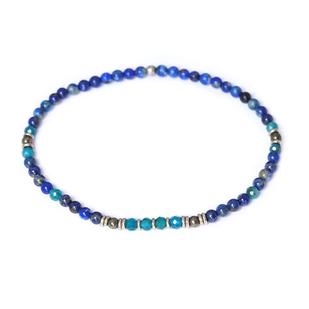 "Intuition" Lapis Lazuli and Apatite Delicate Anklet