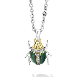 Rare Wonders Jade Beetle Diamond Pendant Necklace