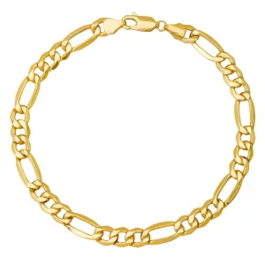 Real 14k Gold Mens 8.5" THICK 6mm Figaro Chain Bracelet