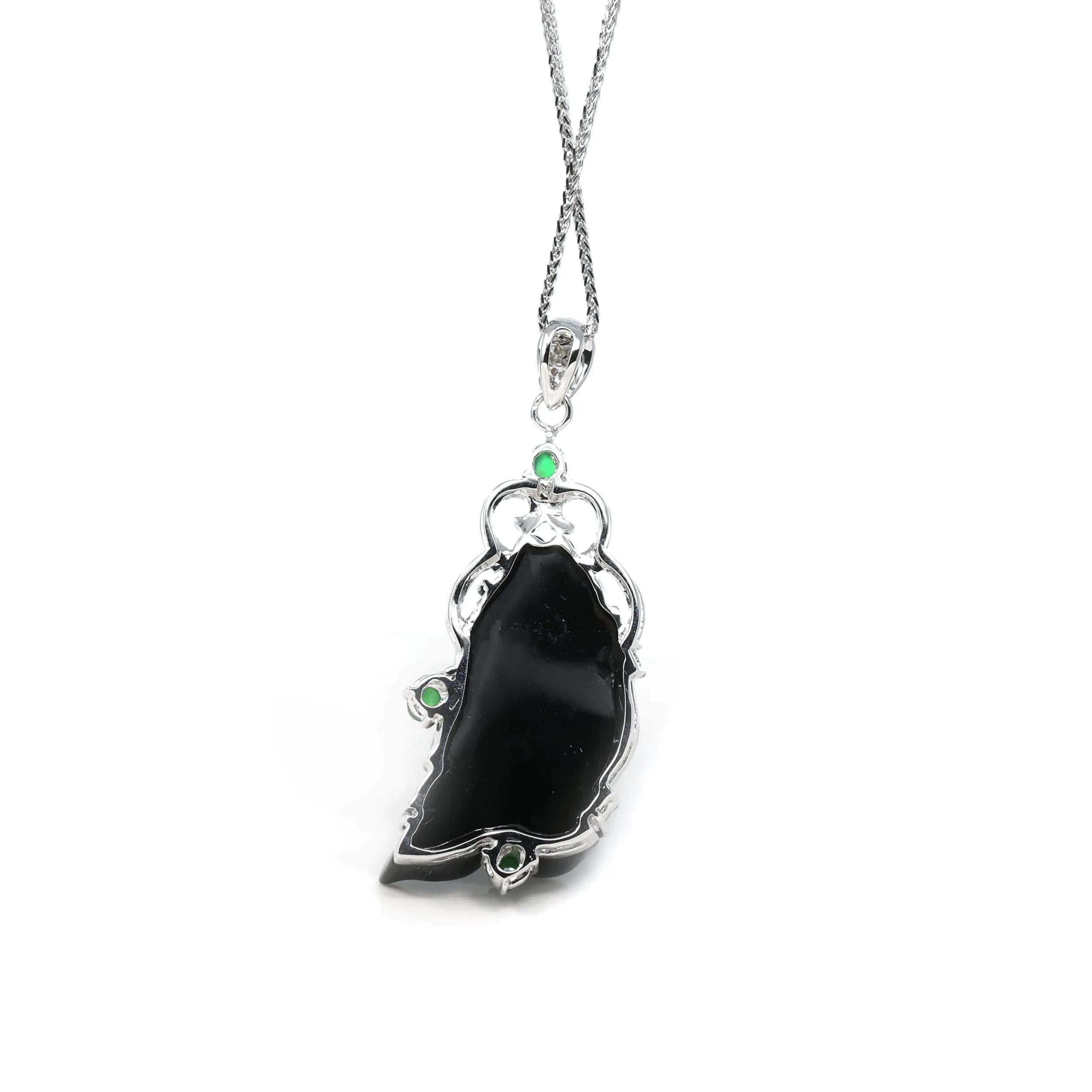 RealJade® Co. 18k Genuine Burmese Black Jadeite Jade "å¹´å¹´æœ‰ä½®œ Fish Pendant Necklace