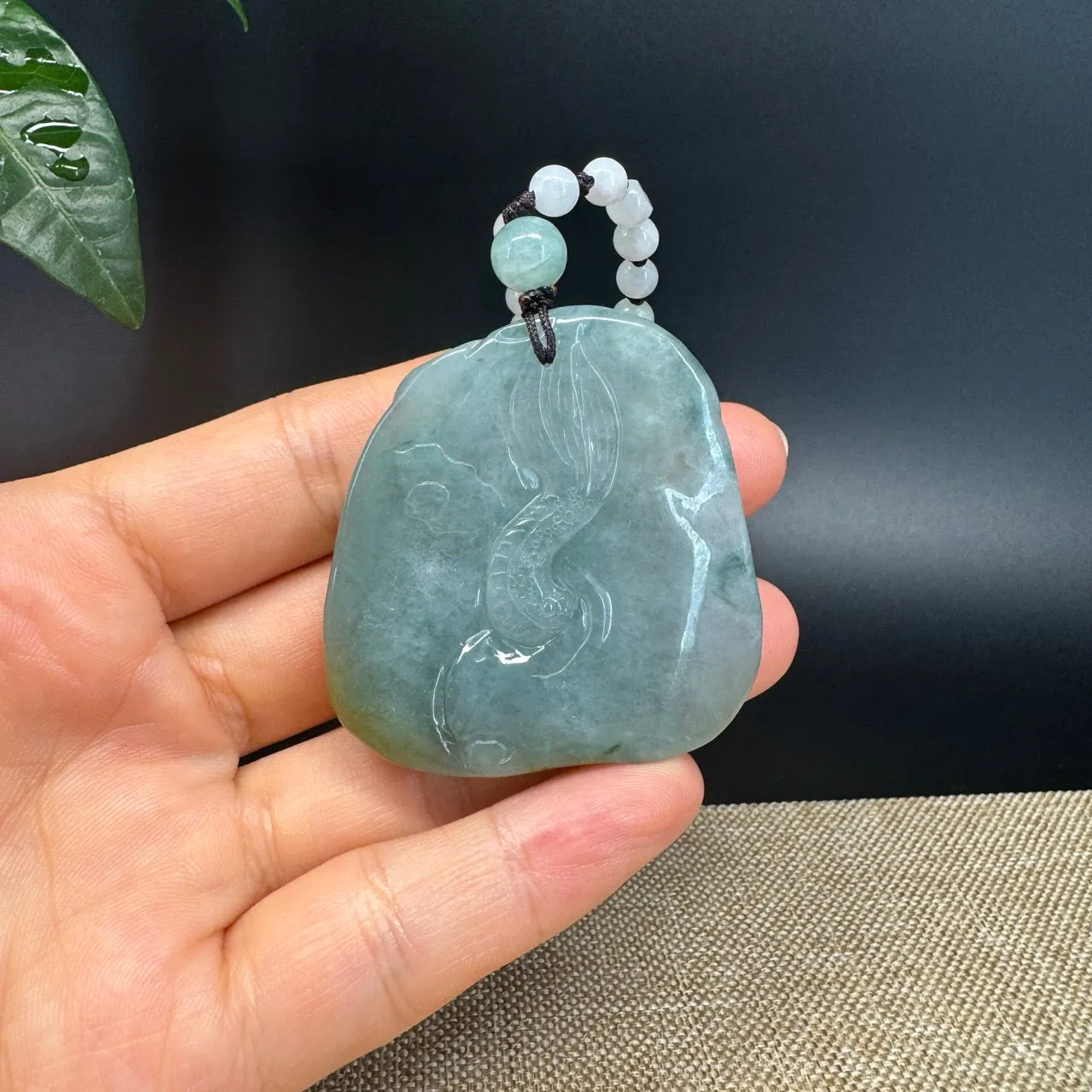 RealJade® Co. Genuine Burmese Jadeite Jade Yellow Green Dragon Pendant Necklace