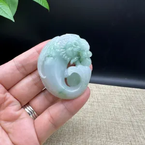 RealJade® Co. Genuine Jadeite Jade Long Tou Yu ( Dragon head and fish body ) Pendant Necklace