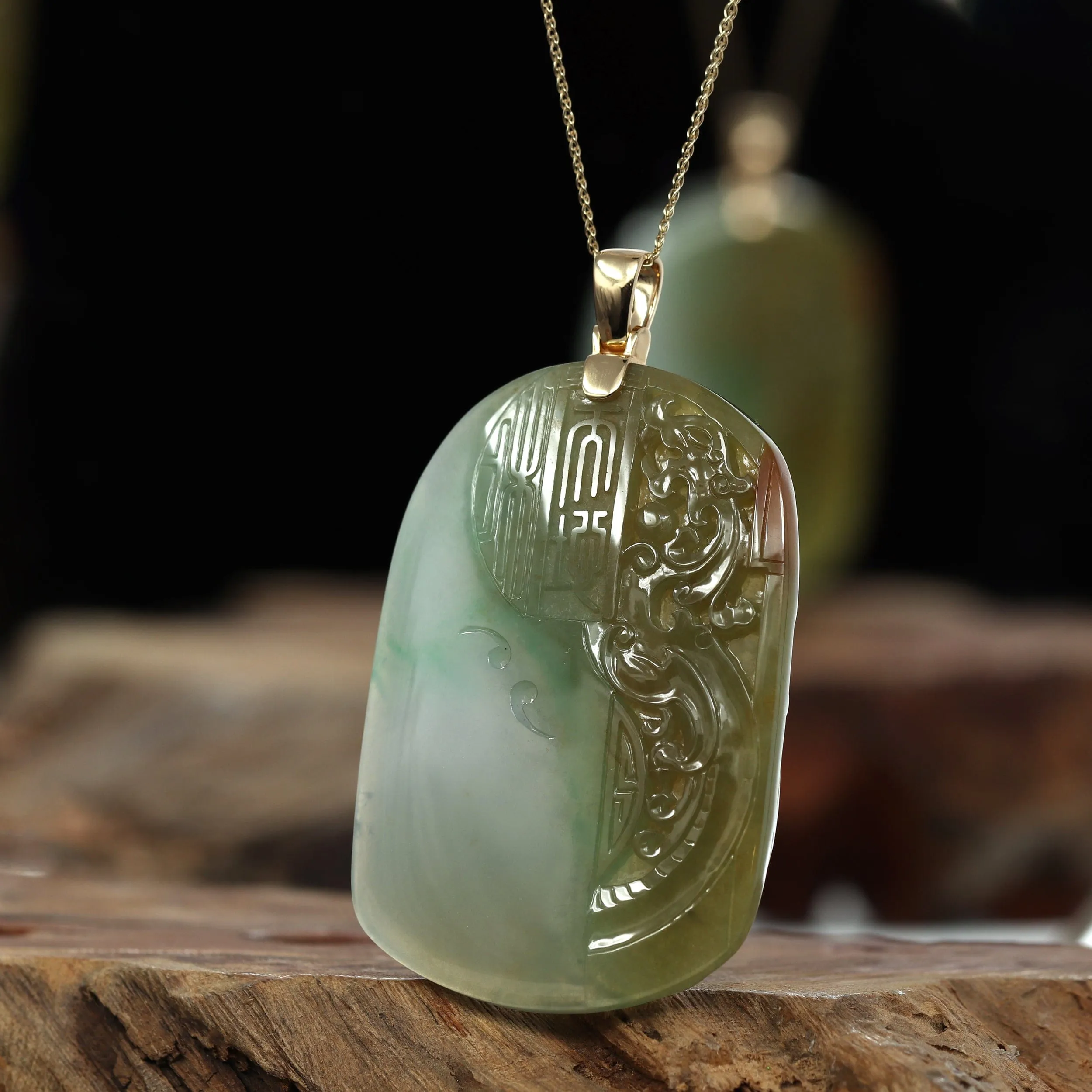 RealJade® Co. High-End Genuine Jadeite Jade Dragon Pendant Necklace (Collectibles)