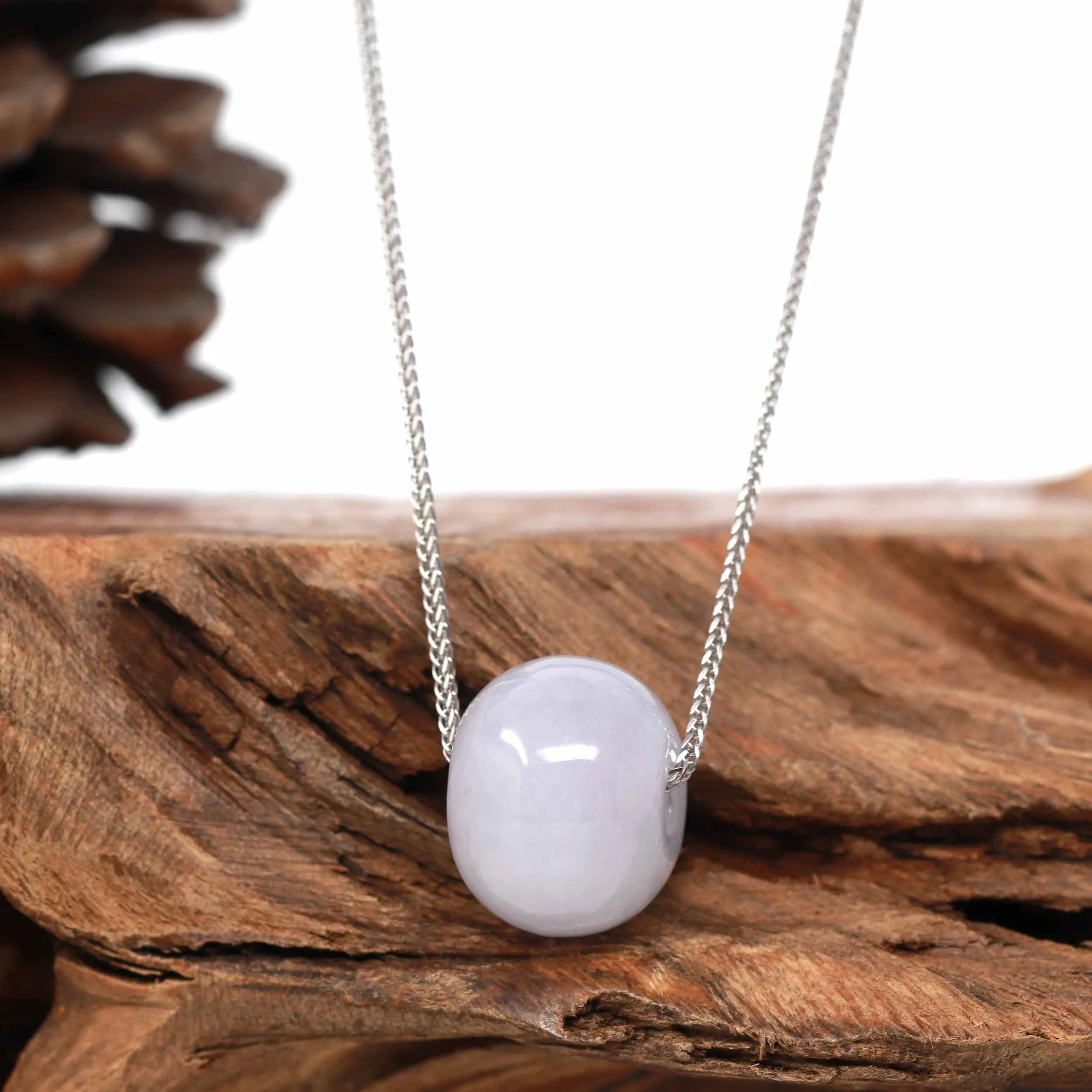 RealJade® Co. "Good Luck Button" Necklace Light Lavender Jade Lucky KouKou Pendant Necklace