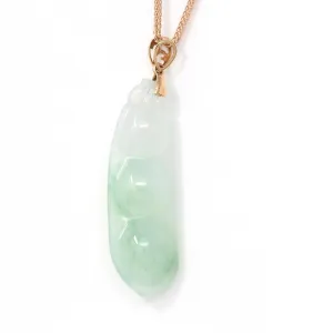 RealJade® "Lucky Pea" 18K Rose Gold Genuine Ice Green Pea Jadeite Jade Pendant Necklace