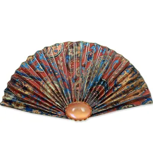 Red/Blue/Tan Fan Brooch