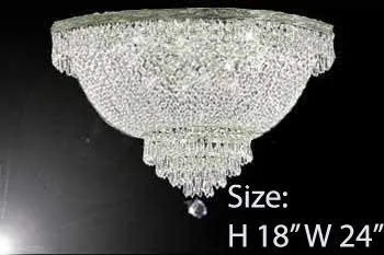 Set of 3-1 French Empire Crystal Chandelier Lighting H50 X W24 & 1 French Empire Crystal Chandelier Lighting H30 X W24 and French Empire Crystal Semi Flush Basket Chandelier Chandeliers Lighting H18 - C7/CS/870/9 CS/870/9  FLUSH/CS/870/9