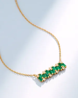 Shimmer Emerald Bar Pendant