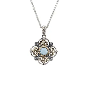 Silver and 10k Gold Celestial Small Pendant- Sky Blue Topaz