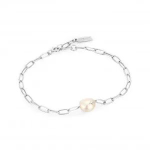 Silver Pearl Sparkle Chunky Chain Bracelet B043-03H