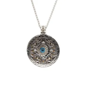 Silver with 14k Gold Gilding Eclipse 5-Way Shield Pendant - London Blue Topaz