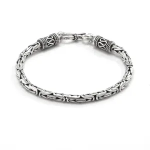 Solid 925 Sterling Silver Bali Style Chain Bracelet for Men