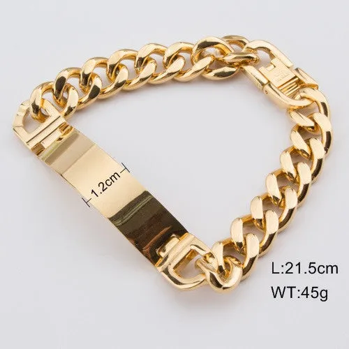 Stainless Steel ID Bracelets Men Fashion Jewelry Gold Silver