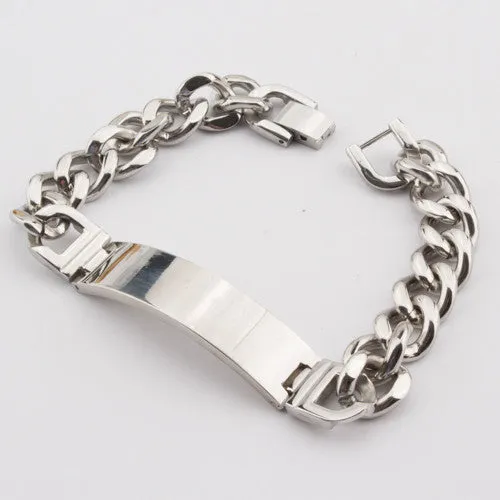 Stainless Steel ID Bracelets Men Fashion Jewelry Gold Silver