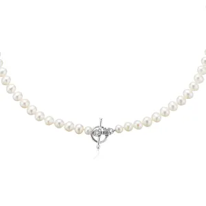 Sterling Silver 5-6mm Freshwater Pearl T-bar Necklace