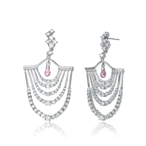 Sterling Silver Clear Cubic Zirconia Chandelier Earrings