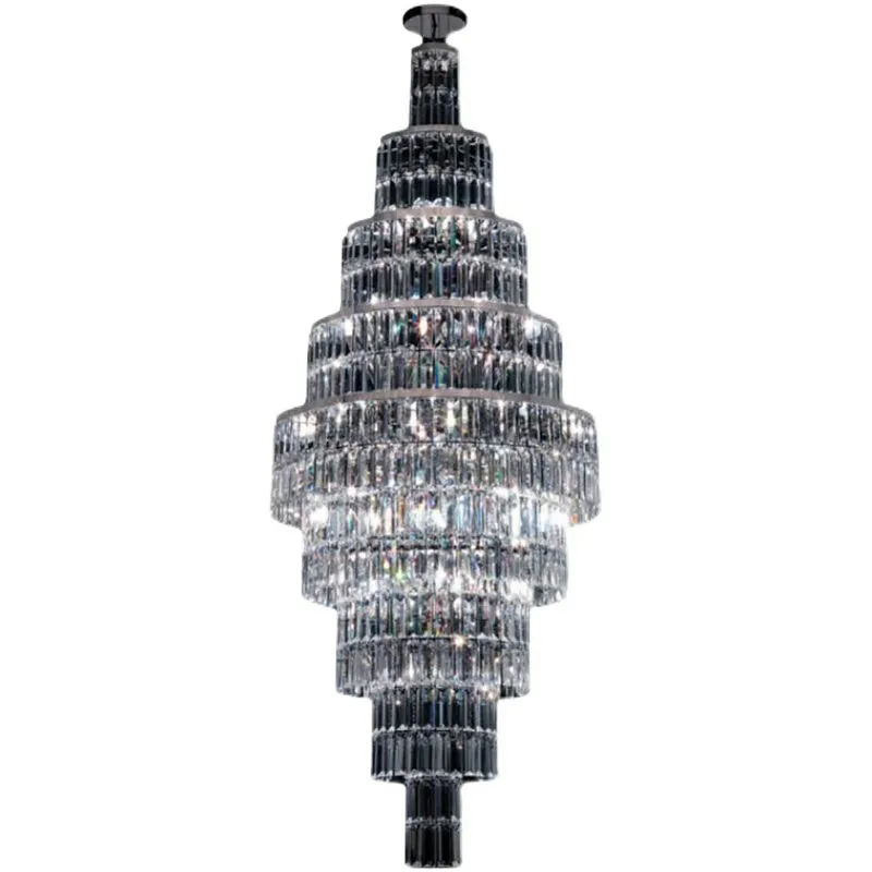 Stylish Foyer Hall Long Crystal Chandelier Large Staircase/ Entryway Decoration Ceiling Light Fixture