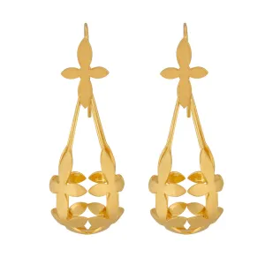 Thanaka Leaf Chandelier Earrings – Gold