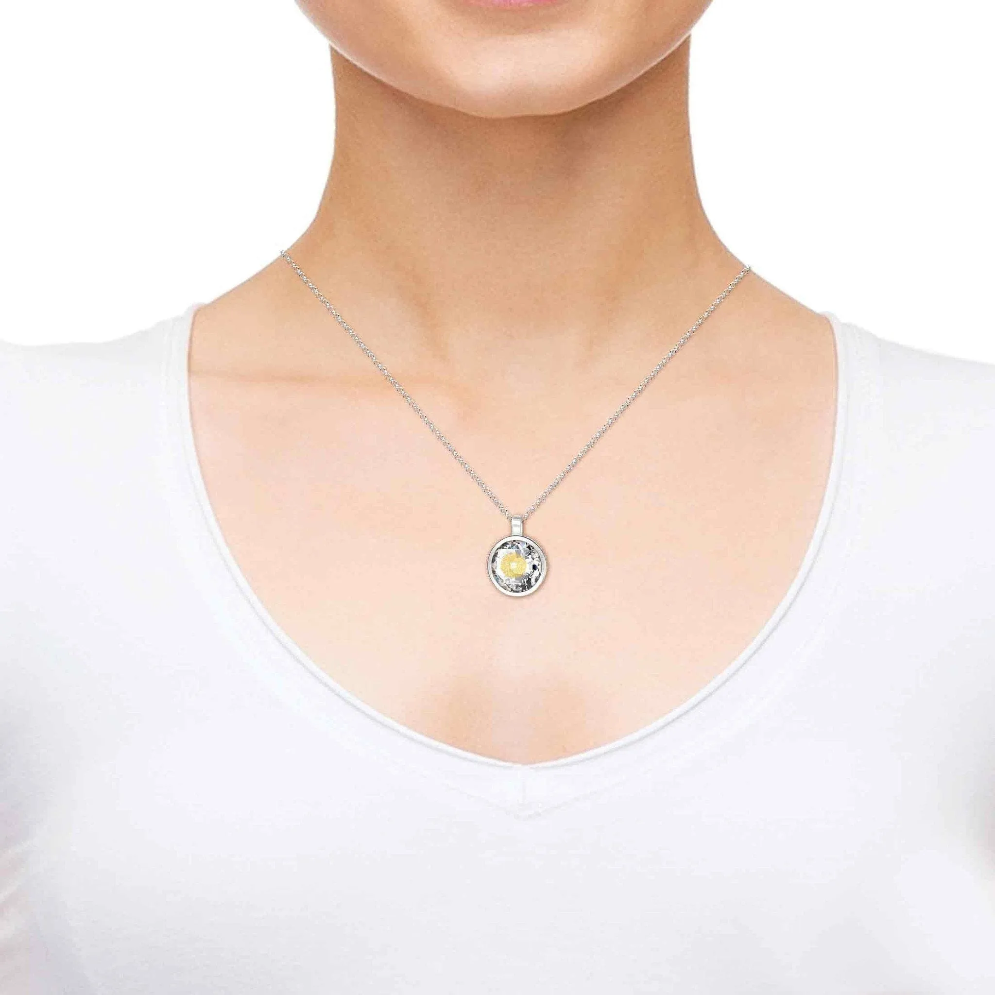 Thank You Mom, 14k White Gold Necklace, Zirconia