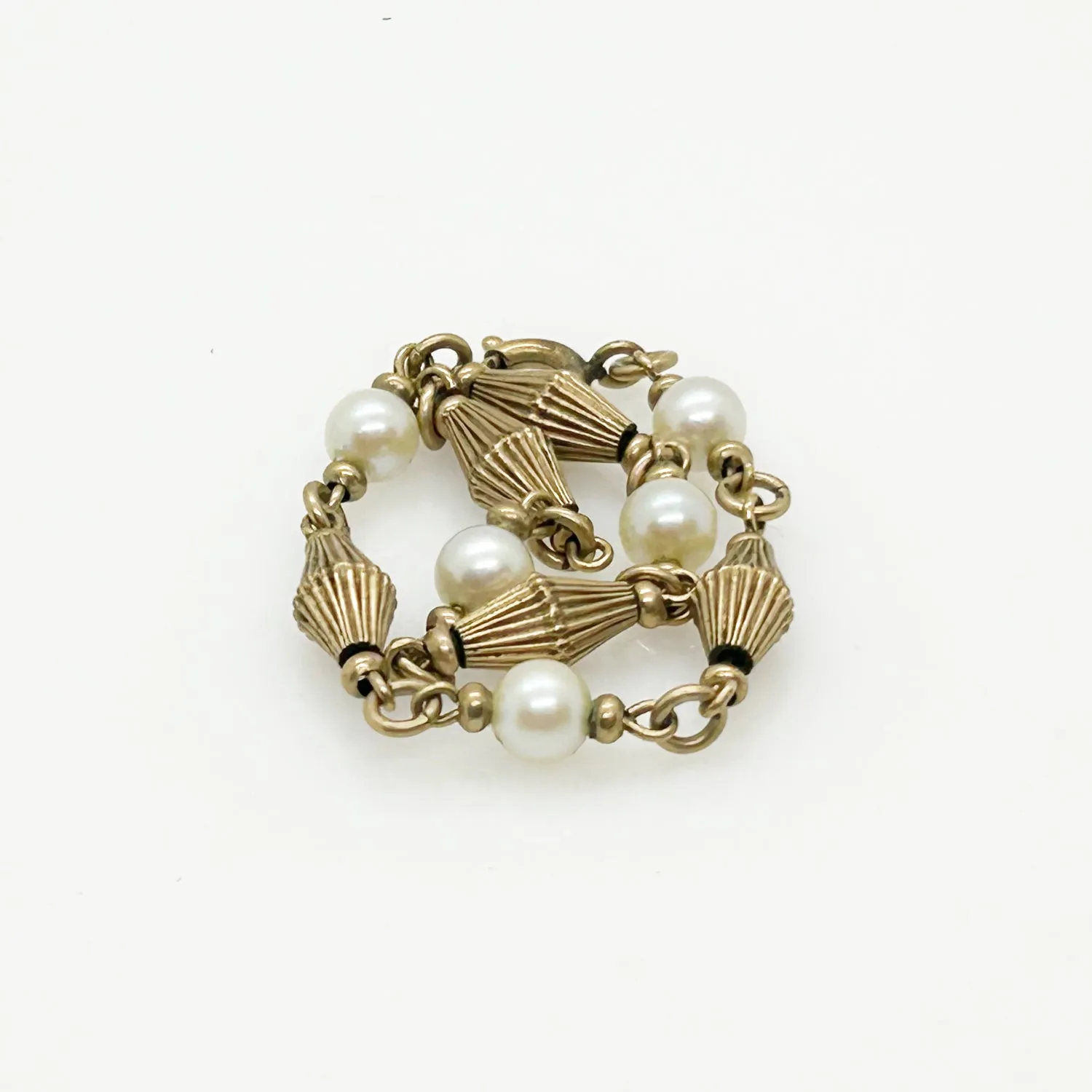 Timeless Vintage Faux Pearl and Gold Bead Bracelet