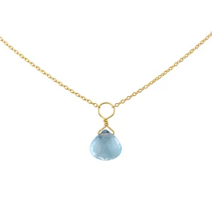 Tiny Blue Topaz Drop Necklace