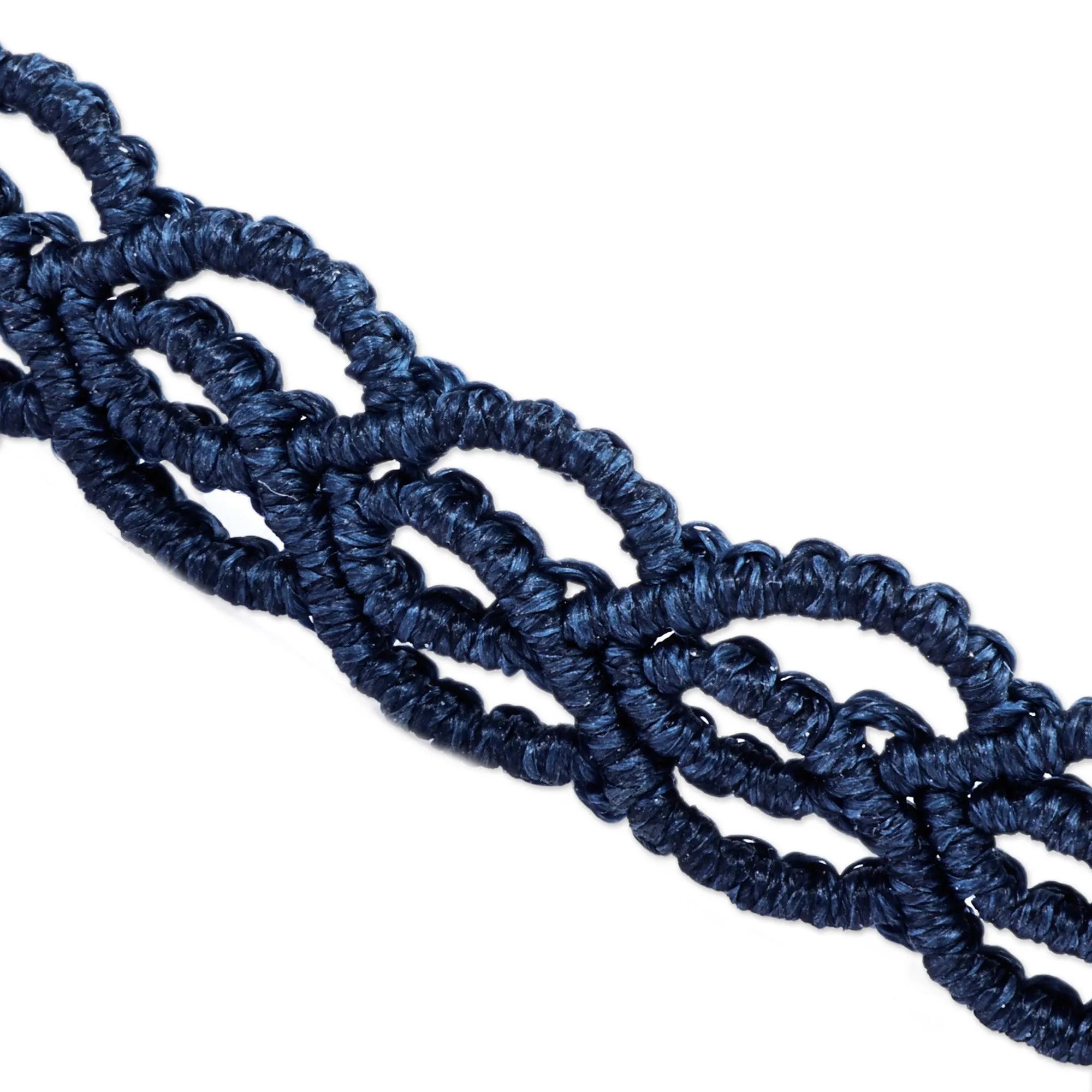 Topaz Macrame Choker Necklace Handmade in Blue Cotton Cords - Stylish Azure | NOVICA