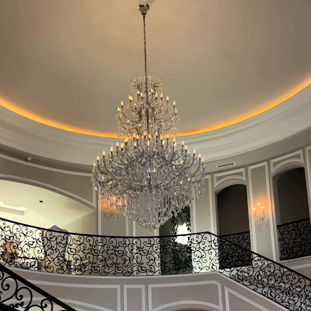 Traditional Candle Crystal Chandelier for Staircase/Foyer/Living Room/Villa