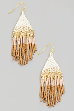 Triangle Seed Bead Fringe Earrings (Assorted Colors)