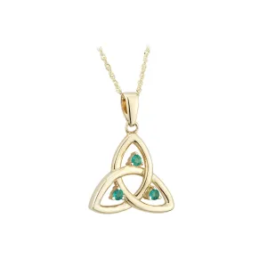 Trinity Knot Pendant with Emerald, Yellow Gold