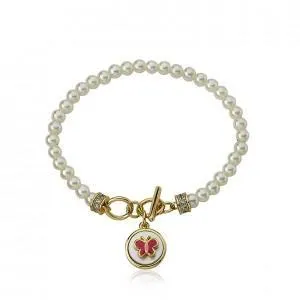 Twin Star Pearl Bracelet with MOP Butterfly Charm