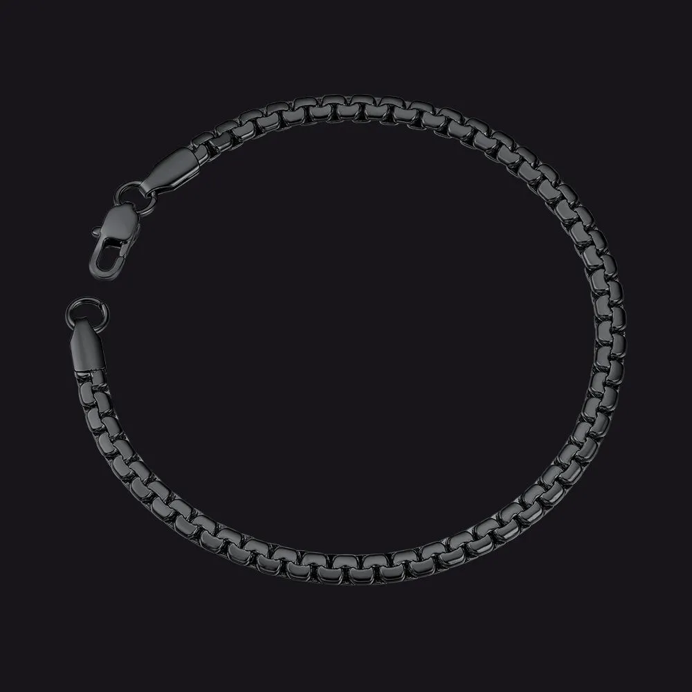 Unisex 4/6mm Cuban Flat Box Link Chain Bracelet for Men