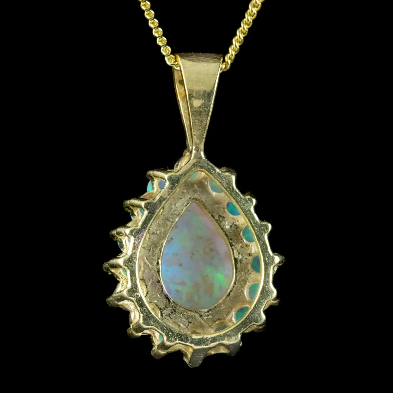 Victorian Style Opal Pendant Necklace Sterling Silver 18ct Gold Gilt