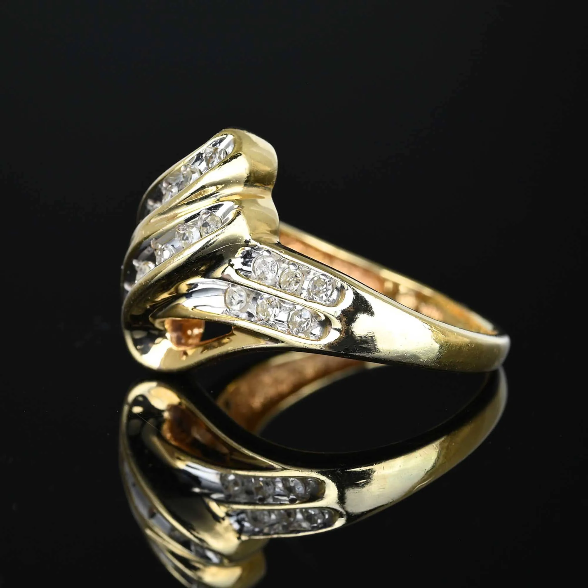 Vintage Diamond Cluster Love Knot Ring in Gold