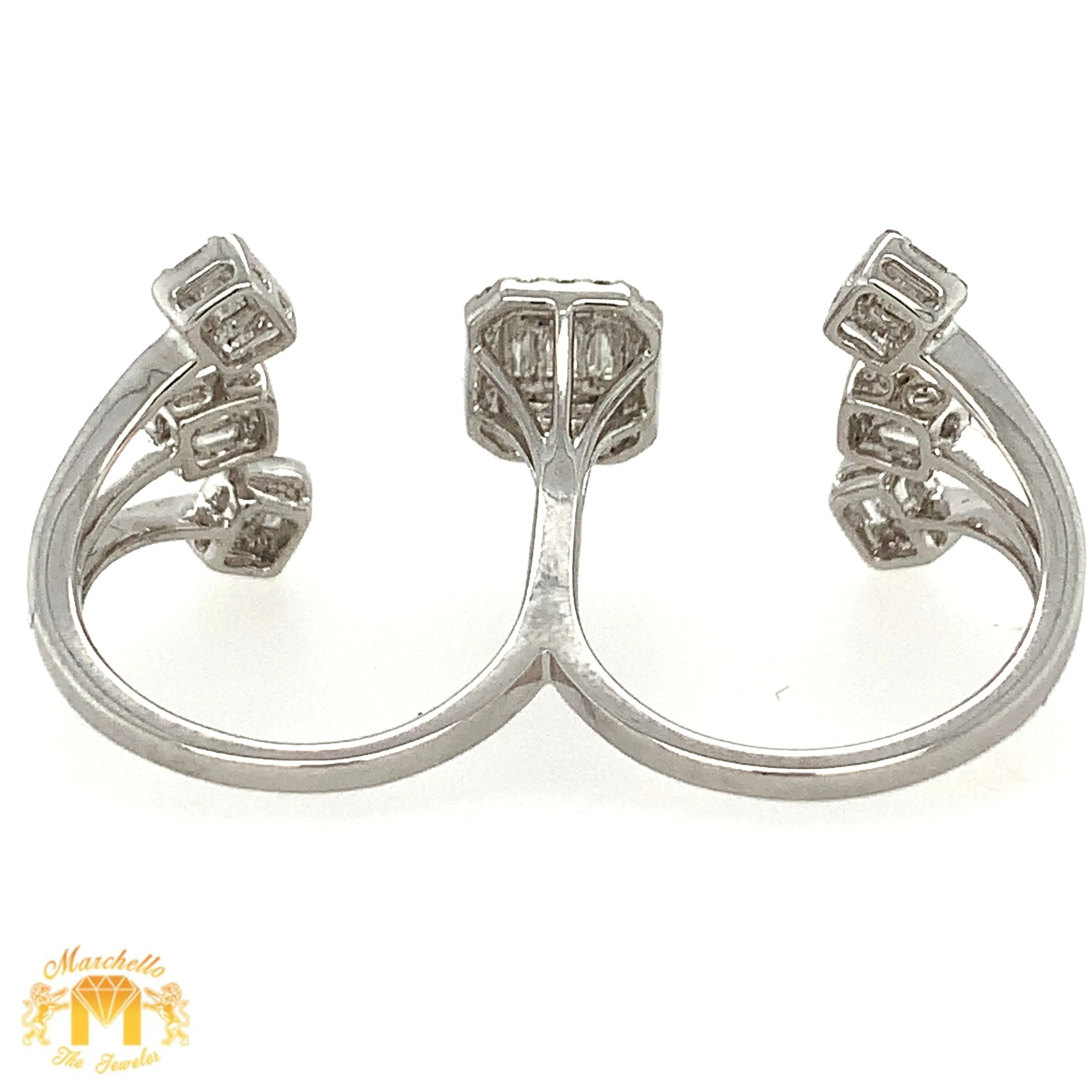 VVS/vs high clarity diamonds set in a 18k White Gold and Diamond Ladies' Two-Finger Ring (VVS diamonds)