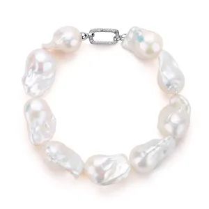 White Large Baroque Freshwater Pearl Bracelet