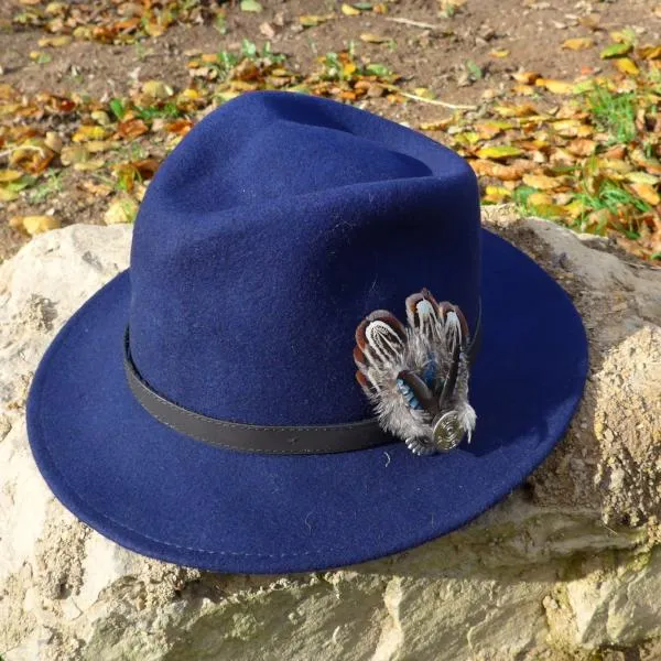 Wine Fedora Hat with Leather Band. Unisex, Crushable.