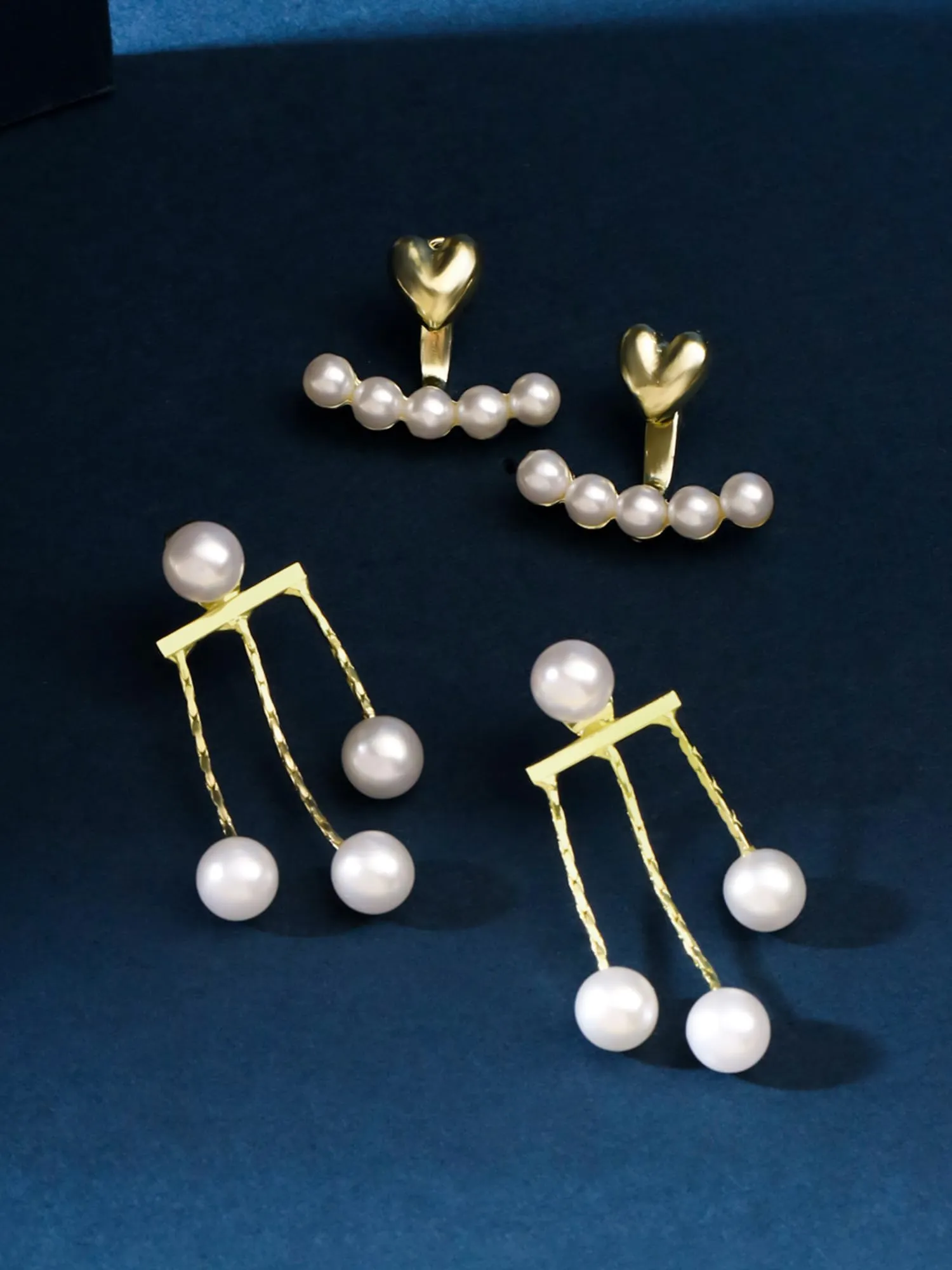 Yellow Chimes Pearl Drop Earrings for Women | Fashion Women Combo Earrings Set | 2 Pairs Korean Style White Pearls Earrings for Girls Ear Cuffs | Birthday Gift for Girls Anniversary Gift for Women