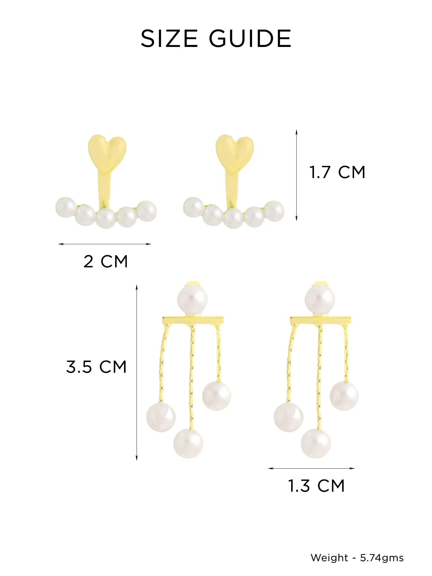 Yellow Chimes Pearl Drop Earrings for Women | Fashion Women Combo Earrings Set | 2 Pairs Korean Style White Pearls Earrings for Girls Ear Cuffs | Birthday Gift for Girls Anniversary Gift for Women